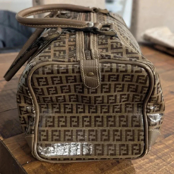 Authentic Fendi Zucca Boston Bag PVC Coated Canvas - Picture 4 of 15